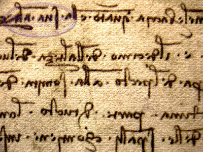Sample of Leonardo da Vinci's handwriting